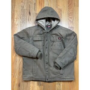 Wrangler Workwear Jacket Mens XL Sherpa Lined Full Zip Hooded Fleece Chore